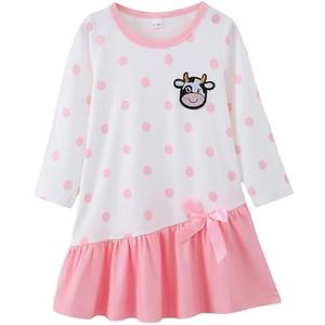 HIGHUZZA Baby Girl Fall Clothes: Soft Long Sleeve Bow Tie Print Outfits Casual Birthday Party Clothing for 6M-9M