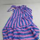 PRETTYGARDEN Women's Summer Floral One Shoulder Maxi Dress Knot Ruffle Boho Beach Vacation Wedding Guest Long Dresses, Blue Pink Stripe, S