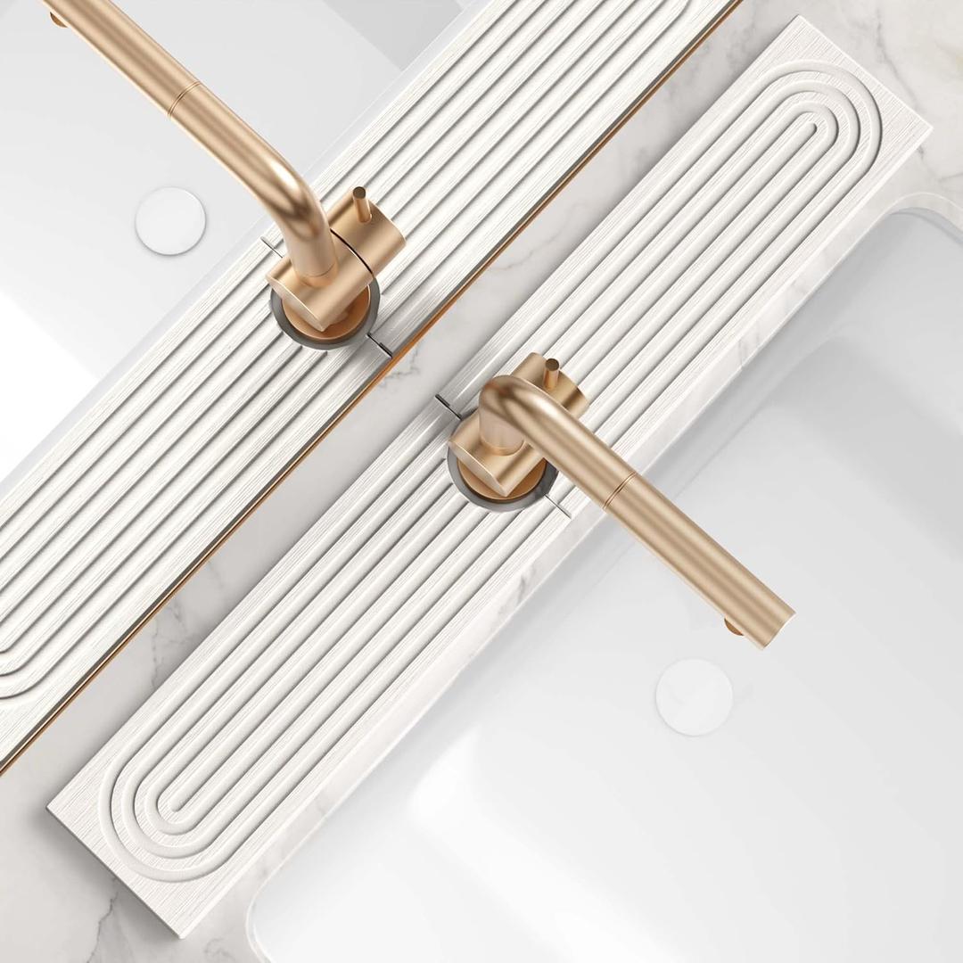 Faucet Mat for Kitchen Sink  Diatomite Drying Stone Mat & Sink Protector, Prevent Moisture  Sink Splash Guard Water-Absorbing Stone Tray for Bathroom Counter [Light Grey,23.6" x 3.9"]