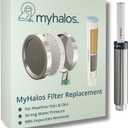 MyHalos Hand Hard Water Shower Filter Cartridge Replacement - Professional Home and Travel Power Filtered Shower Head Filter, Chlorine & Heavy Metal Removal - Water Softener, High Pressure - 3 Month