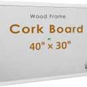 INNOVART Cork Bulletin Board with Push Pins, White Wood Frame, Notice Board for Home, Office, School, 40" x 30"
