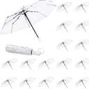 16Pcs Clear Wedding Umbrellas Portable Folding Umbrella Automatic Open Close Windproof Rain Umbrella for Outdoor Bride Shower Party Supplies
