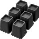 Bed Furniture Riser 4 inches, Versatile Bed and Furniture Riser - Heavy Duty, Supports 550 lbs Each Riser - Set of 6, Black (Black-Set of 6, 4 Inch)