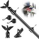 6FT Flag Pole Kit for House with Holder Bracket, Upgrade Stainless Steel Tangle Free Flagpole, Heavy Duty House Flag Pole Kit for 3x5 American Flag for Outside Porch,Outdoor,Boat (Black)