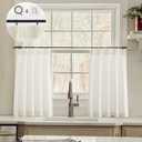 Natural Linen Kitchen Curtains 28 inch Length Pinch Pleat Cafe Curtains (24"W x 28"L (Pack of 2))
