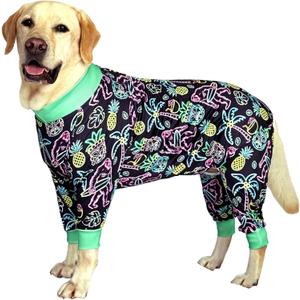 Dog Surgery Recovery Suit Orangutan Printed Long Sleeve Shirts Soft Pajamas Onesie Jumpsuit Prevent Licking Dogs Shedding Suit for Large Dogs(Black Orangutan,Large)