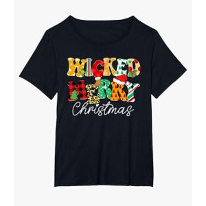 Wicked Merry Christmas Pattern Mix Humor T-Shirt Size 1X