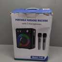 VOSOCO Karaoke Machine, Portable Bluetooth Karaoke Speaker with 2 Wireless Microphones, PA System for Adults Kids with LED Lights & Echo Adjustment, Supports TWS/TF/USB/AUX for Home Party (T03-2 MICS)