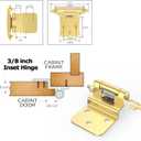 Chibery 3/8 Inch Inset Cabinet Hinges, 25 Pairs(50 Pack) Self Closing Flush Face Mount Hinges with Door Bumper, Variable Decorative Hardware for Bathroom, Furniture, Kitchen Cabinet Doors, Brass Gold