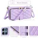 Argyle Wallet Case for Motorola Moto G 5G 2025 with Wrist/Shoulder Strap, 9+ Card Slots Zipper Purse Luxury PU Leather Stand Checkered Cell Phone Cover for G5G 5 G G5 Women Girls Purple