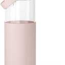 SANDJEST Glass Water Bottle with Silicone Sleeve and Straw Lid 20oz for Girls Women, Glass Drinking Bottles for Travel Home Gym Sports (Warm Sand)