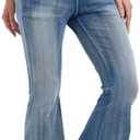 KYAL Women's High Waisted Flared Jeans Pull On Wide Leg Jeans Stretchy Denim Pants, V Cross Tummy Control Flare Pants Size Xs