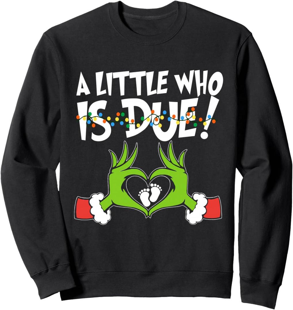 A Little Who Is Due Shirt Pregnancy Announcement Christmas Sweatshirt, Size 2XL