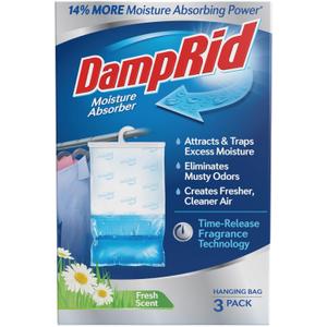 DampRid Fresh Scent Hanging Moisture Absorber, 1 Pound (Pack of 3) - Eliminates Musty Odors for Fresher, Cleaner Air, Ideal for Closet, 14% More Moisture Absorbing Power*- Blue