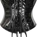 bslingerie Womens PVC Leather Underbust Waist Training Body Shaper Bustier Corset Top (Black, XXL)