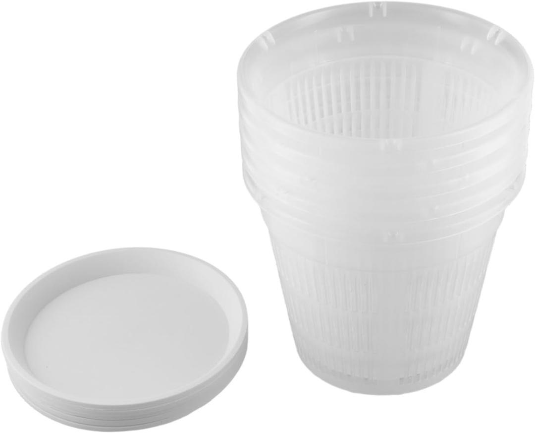 Set of 5 Clear Plastic Orchid Pots with Bottom Holes and Saucers, Designed for Proper Drainage and Root Ventilation to Promote Healthy Indoor Plants (19cm)