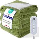 Heated Throw Electric Blanket, 50x60 Inches Fuzzy Fleece Blanket, Soft Fluffy Fast Heating Blanket 8 Heating Levels & 8 Hours Auto Off, Blanket with ETL & FCC Certification, Green