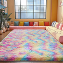 Rainbow Area Rugs for Girls Bedroom, 9x12 Fluffy Fuzzy Shaggy Carpet for Kids Playroom Nursery Living Room, Thick Soft Plush Mat for Kids Baby Boys Teen Dorm Home Decor Aesthetic