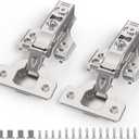 50 Pack 3/4" Full Overlay Soft Close Concealed Hinge for Face Frame  Frameless Door, 3D Adjustment, Clip-on Plate, Slow Self Closing Hidden Satin Nickel, 105 Stainless Steel Hinges, 5/8"