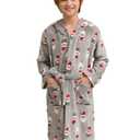 rrhss Boys Fleece Robe Kids Casual Printed Plush Hooded Bathrobe Winter Warm Soft Fuzzy Sleepwear