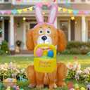4 FT Easter Inflatables Dog Outdoor Decorations Build-in LED Lights,Cute Dog with Easter Egg Blow Up Indoor Outdoor Decor, Spring Summer Outdoor Decor,Holiday Addition for Party,Yard,Garden, Lawn