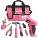 Hi-Spec Electric Screwdriver 21pc 3.6V Pink USB Small Power Screwdriver Set. Cordless & Rechargeable, wtih Compact Hand Tool Box Bag