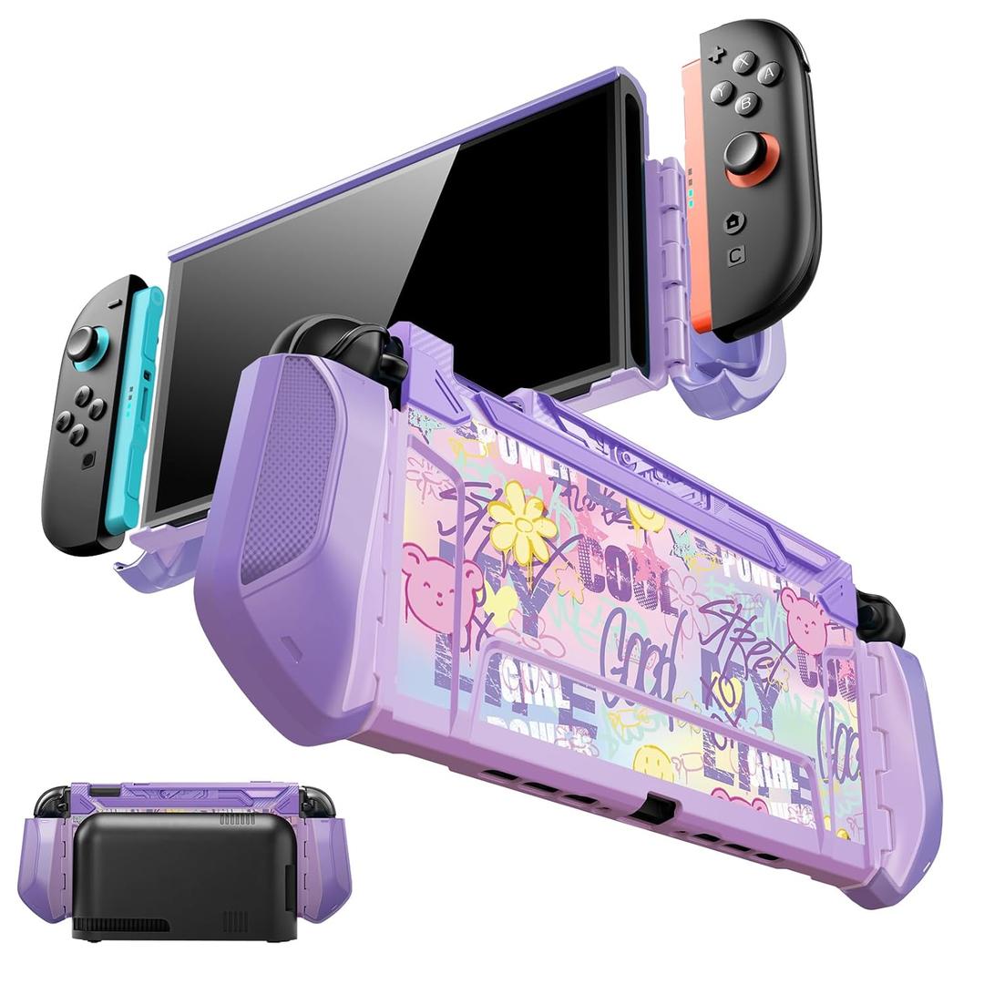 Mumba for Nintendo Switch 2 Case [Blade Series] [Dock Friendly] [Military-Grade Protection] Switch 2 Grip Protective Cover Shell, Quick-Release Joy-Con, Accessories for Switch 2 Controllers (Purple)