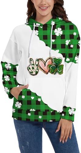 TMSD Women's Mardi Gras St.Patrick's Day Long Sleeve Hoodie with Pocket, L