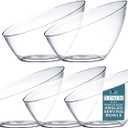 Posh Setting Clear Serving Bowls Small Hard Plastic Candy Bowl for Weddings, Buffet, Offices, Disposable Small Angled Bowls for Party's, Salads, Snacks and Fruit Bowl Pack of 5 (Small 8 OZ)