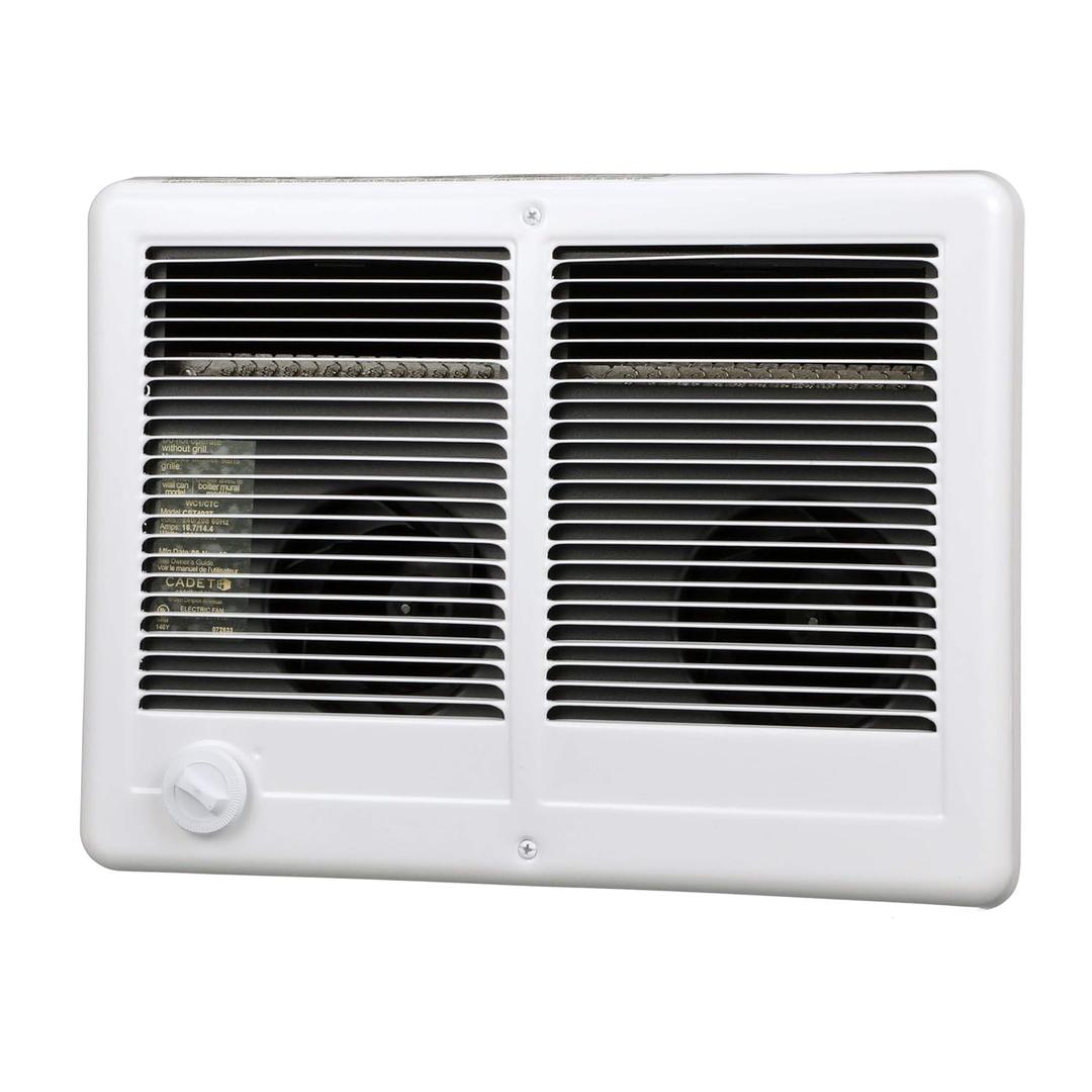 Cadet Com-Pak Twin Electric Wall Heater Complete Unit with Thermostat (Model: CSTC402TW, Part: 67527), 13648/10236 BTU, 240/208 Volt, 4000/3000 Watt, White