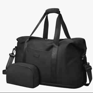 Expandable Travel Duffle Bags Weekender Overnight Bags for Women Men Hospital Bag for Women Labor Delivery with Toiletry Bag Waterproof, Black