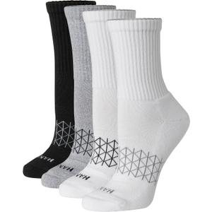 Hanes Women's Cushioned Crew Socks, Absolute Active Crew Socks For Women, Seamless Toe, 4-Pairs (5-9, Grey)