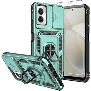 for Moto G Power 5G 2024 Case,with Screen Protectors and Camera Cover,[Military Grade] 16ft.Drop Tested Cover with Magnetic Kickstand Protective Case for Motorola G Power 5G 2024, Green