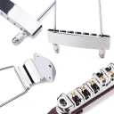 6 String Guitar Trapeze Tailpiece Bridge and Roller Tune-O-Matic Saddle Bridge for Jazz Archtop Guitar Replacement (Chrome