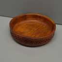 EDHAS Mango Wood Decorative Round Carved Bowl for Decoration, Centerpiece Bowl for Table (10" x 10" x 2.5")