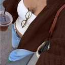 SOLY HUX Women's Chunky Knit Button Up Cardigans Crew Neck Long Sleeve Fall Sweater Outerwear (Coffee Brown)