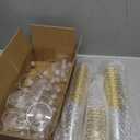 FOCUSLINE 50 Pack Plastic Champagne Flutes, 4.5 Oz Gold Rim Disposable Champagne Glasses, Cocktails, Mimosas, Disposable Clear Toasting Glasses, Perfect for Parties and Any Celebrations