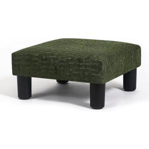 Joveco Small Foot Rest Stool Ottoman, 3D Velvet Square Upholstered Footstool for Chair, Under Desk, Office, Living Room, Deep Green