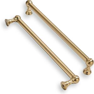 khtumeware 2 Pack 12 Inch Hole Center Brushed Brass Cabinet Pulls Heavy Duty Solid Warm Brass Cabinet Handles cabinets Dressers Kitchens Handles Bathroom cabinets