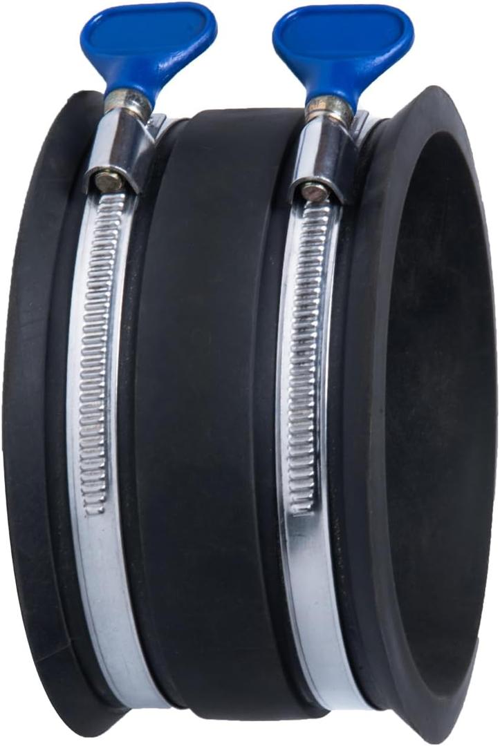 POWERTEC 70369 4 Inch Dust Control Flex Cuff with Adjustable Key Hose Clamps, Hose Connector Rubber Cuff Coupler for Woodworking Dust Collection Fittings, Dust Collector Accessories & Machinery, 1pk