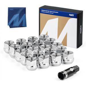 Orion Motor Tech 1/2"-20 Open End Lug Nuts, 3/4" 19mm Hex Chrome Plated Wheel Lug Nuts Compatible with Dodge Dakota Ramcharger Ford Bronco Explorer F-150 Jeep Wrangler, Set of 20 (Silver)