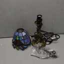 Small Tiffany Style Lamp,Blue Baroque Mini Stained Glass Tiffany Lamps for Living Room Home,Bedroom Bedside Vintage Lamp for Office Dorm Bar Decor Gift,Included LED Bulb