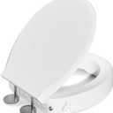 BIGCOW Raised Toilet Seat with Bidet - Round, Soft Close, 3" Height - Dual Nozzle (Frontal & Rear Wash) with Adjustable Cold Water Pressure and Stainless Steel Inlet (Round)