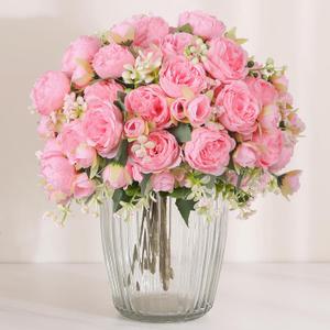 Luyue 8 Packs Peonies Artificial Flowers Vintage Faux Peony Bouquet Fake Flower for Vase Silk Floral Arrangements for Table Centerpiece Wedding Decoration Indoor Home Decor (Light Pink-8pcs)
