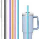 Replacement Straw Compatible with Stanley 40 oz 30 oz Cup Tumbler, 6 Pack Reusable Straw with Cleaning Brush, Plastic, Color, Dishwasher Safe