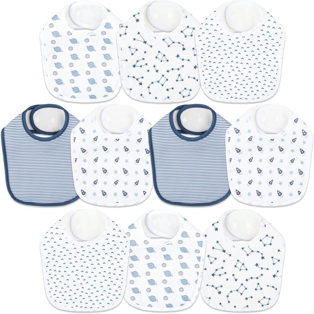 Baby Bibs for Girls & Boys Teething Feeding and Drooling,Super Soft Ultra Absorbent,10-Pack (Mc1)