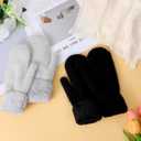 Winter Warm Mittens Cold Weather Gloves for Women, Cute Knit Gloves, Soft lining Cold Weather Accessories Gifts (Gray)