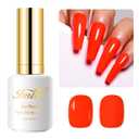 Neon Gel Nail Polish, 15ML Orange Red Gel Polish spring summer Soak Off LED UV DIY Nail Art Starter Manicure Salon