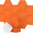 Self-adhesive Hexagon Acoustic Panels 12 Pack, TONOR 12"x 10"x 0.4" High Density Sound Proof Panels Tiles for Walls, Absorbing Noise and Eliminating Echoes Acoustic Foam for Home Studio Orange