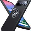 JAME for Google Pixel 10 Pro XL Case, Slim Fit Cover with Metal Ring Holder Stand Kickstand, Dual Layer Military Grade Shockproof Protective Phone Case for Google Pixel 10 Pro XL 6.8", Black